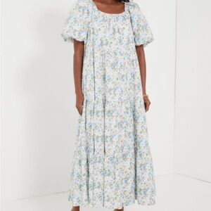 Hyacinth House - Floral Dress in Blue and Cream - XL